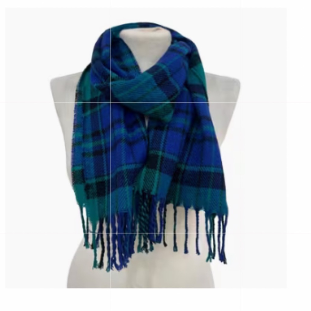 Blue and Green Plaid Scarf